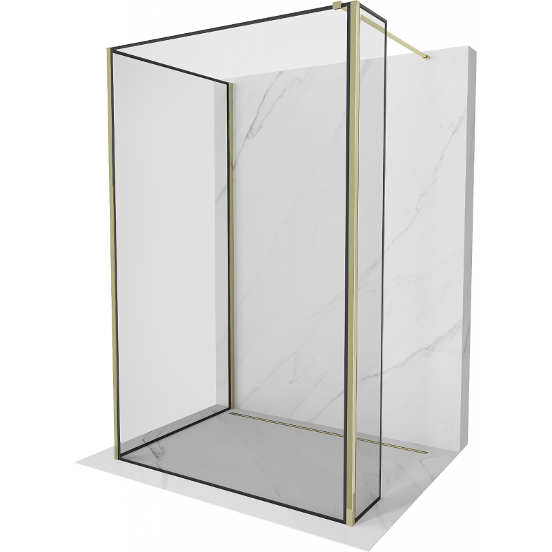 Mexen Kioto Walk-in Shower Wall 140 x 110 x 40 cm, Black Pattern, Gold - 800-140-110-221-50-70-040