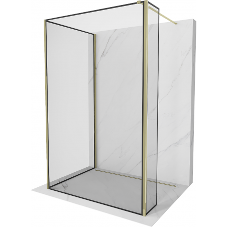 Mexen Kioto Walk-in Shower Wall 140 x 120 x 40 cm, Black Frame, Gold - 800-140-120-221-50-70-040