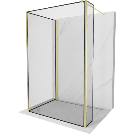 Mexen Kioto Walk-in Shower Wall 100 x 80 x 30 cm, Black Frame, Gold Brushed - 800-100-080-221-55-70-030