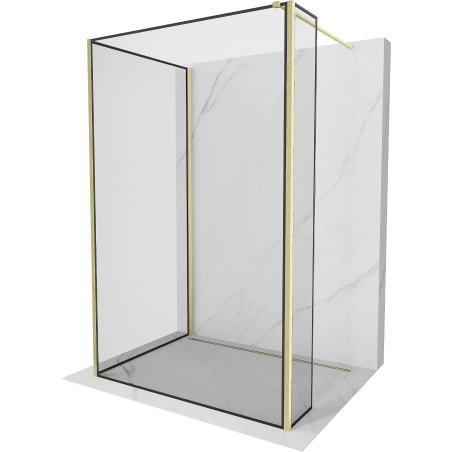 Mexen Kioto shower wall Walk-in 90 x 90 x 30 cm, black frame, brushed gold - 800-090-090-221-55-70-030