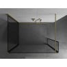 Mexen Kioto shower wall Walk-in 90 x 90 x 30 cm, black frame, brushed gold - 800-090-090-221-55-70-030