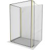 Mexen Kioto walk-in shower wall 90 x 70 x 40 cm, black frame, brushed gold - 800-090-070-221-55-70-040