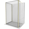 Mexen Kioto Walk-in Shower Wall 90 x 80 x 40 cm, Black Frame, Brushed Gold - 800-090-080-221-55-70-040