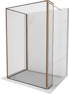 Mexen Kioto Walk-in Shower Screen 130 x 80 x 30 cm, Black Frame, Rose Gold - 800-130-080-221-60-70-030