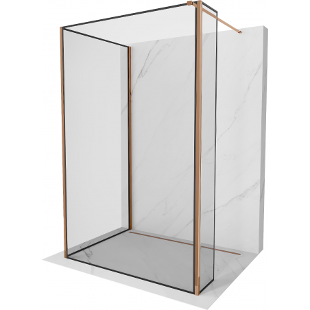 Mexen Kioto Walk-in shower wall 140 x 80 x 30 cm, black frame, rose gold - 800-140-080-221-60-70-030