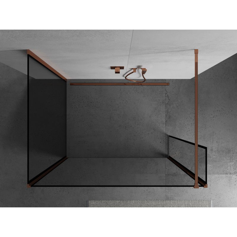 Mexen Kioto Shower Screen Walk-in 90 x 90 x 30 cm, Black Frame, Rose Gold - 800-090-090-221-60-70-030