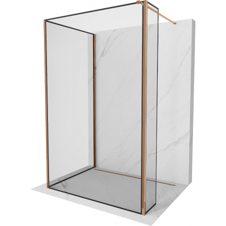 Mexen Kioto Walk-in Shower Wall 110 x 80 x 30 cm, Black Frame, Pink Gold - 800-110-080-221-60-70-030