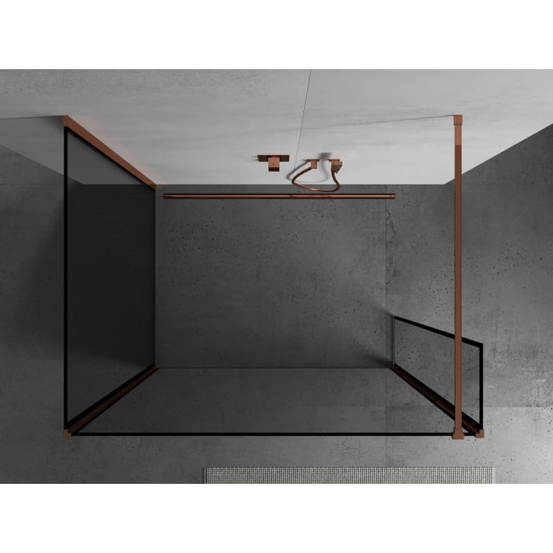 Mexen Kioto shower wall Walk-in 130 x 100 x 30 cm, black frame, rose gold - 800-130-100-221-60-70-030