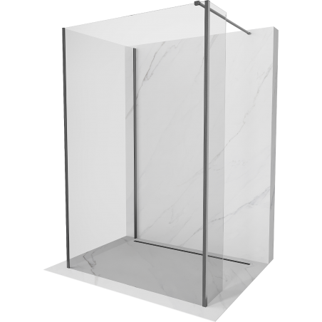 Mexen Kioto Walk-in Shower Wall 125 x 120 x 30 cm, Transparent, Gun Gray Brushed - 800-125-120-221-66-00-030