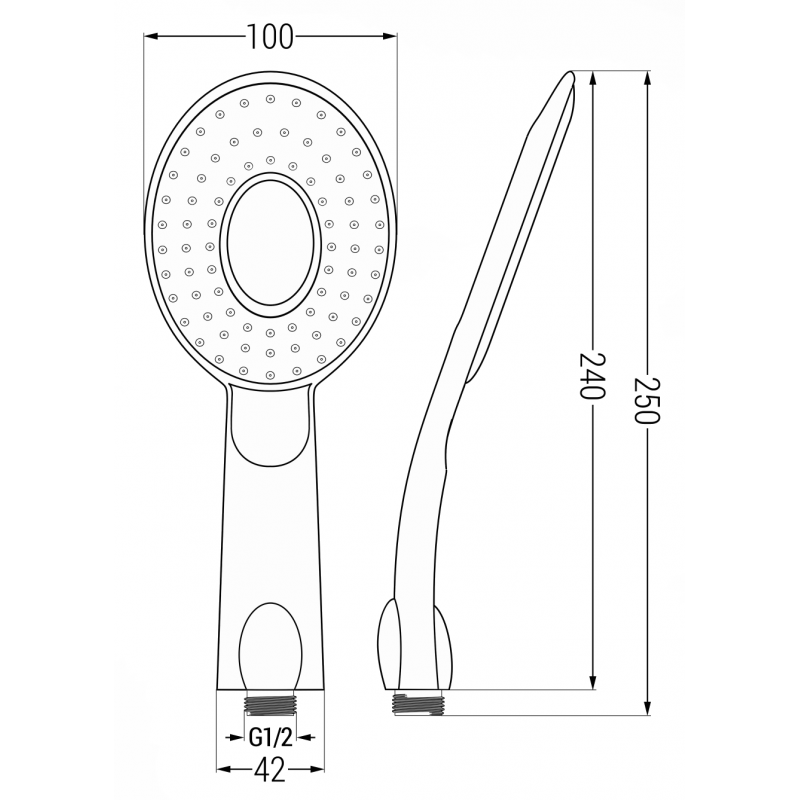 Mexen R-73 1-function shower head, black - 79573-70