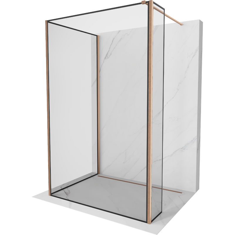 Mexen Kioto Walk-in Shower Wall 130 x 70 x 30 cm, Black Pattern, Brushed Bronze - 800-130-070-221-65-70-030