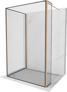 Mexen Kioto Walk-in Shower Screen 100 x 90 x 30 cm, Black Frame, Brushed Copper - 800-100-090-221-65-70-030