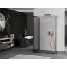 Mexen Kioto Walk-in Shower Wall 90 x 70 x 40 cm, Black Frame, Brushed Copper - 800-090-070-221-65-70-040