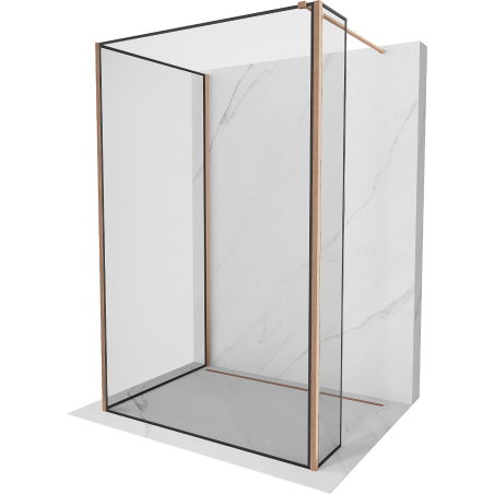 Mexen Kioto shower wall Walk-in 110 x 70 x 40 cm, black frame, brushed copper - 800-110-070-221-65-70-040