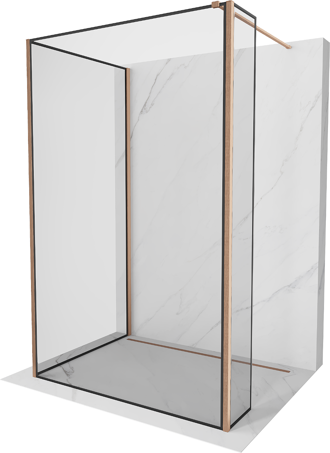 Mexen Kioto Walk-in Shower Wall 110 x 80 x 40 cm, Black Pattern, Brushed Bronze - 800-110-080-221-65-70-040