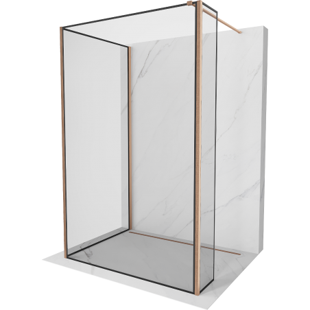 Mexen Kioto Walk-in Shower Wall 140 x 90 x 40 cm, Black Pattern, Brushed Copper - 800-140-090-221-65-70-040