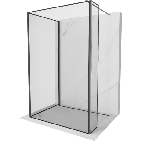Mexen Kioto Walk-in Shower Wall 100 x 70 x 40 cm, black frame, gun gray brushed - 800-100-070-221-66-70-040