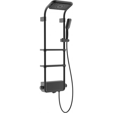 Mexen Dazz Shower Set with Rain Shower and Faucet, Black- 78107-70