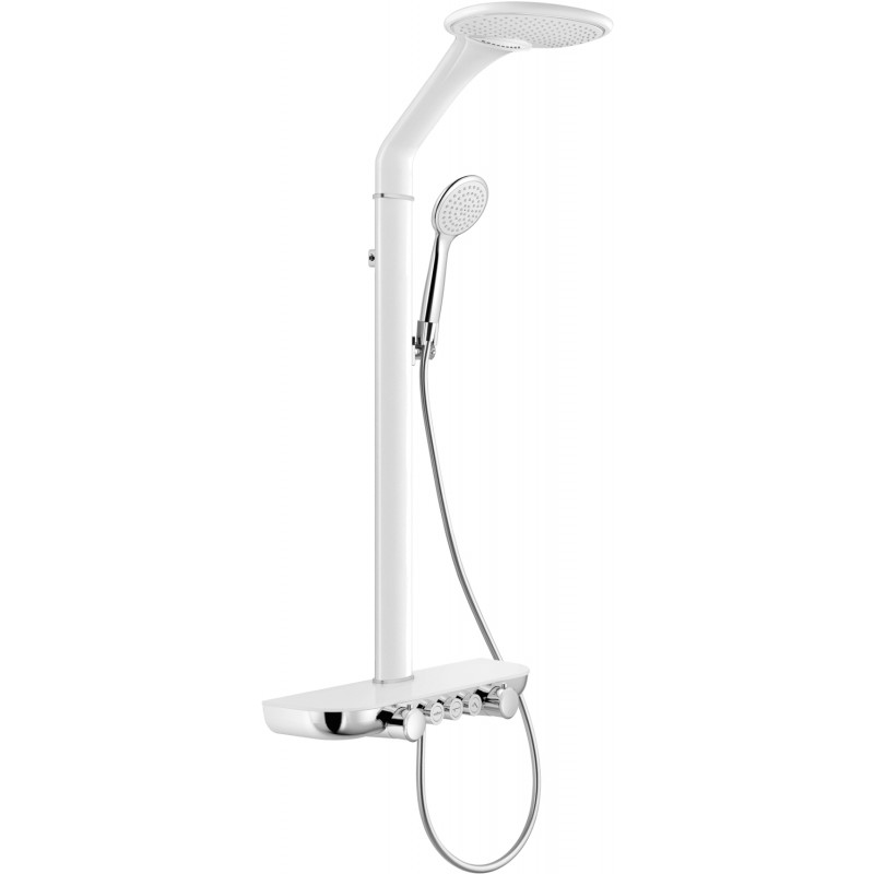 Mexen Bolt exposed shower set with rain shower and mixer, white/chrome - 78108-20