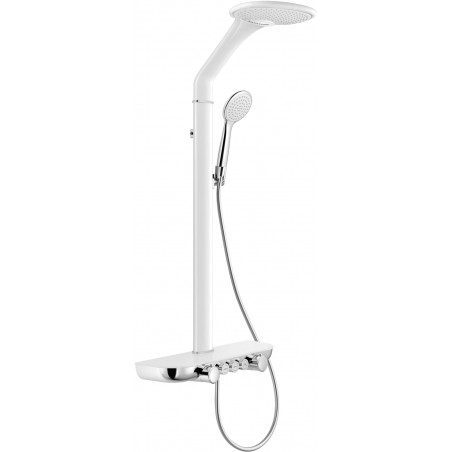 Mexen Bolt exposed shower set with rain shower and faucet, white/chrome - 78108-20