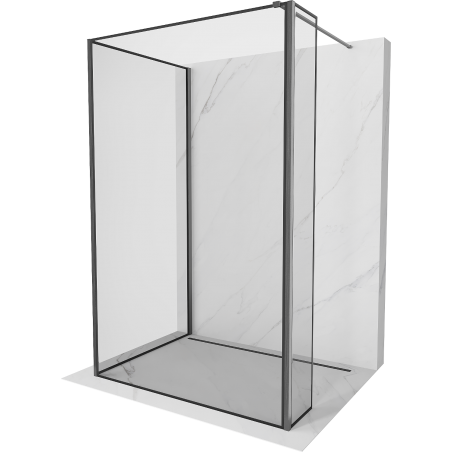 Mexen Kioto Walk-in Shower Wall 140 x 100 x 40 cm, Black Frame, Brushed Gun Gray - 800-140-100-221-66-70-040