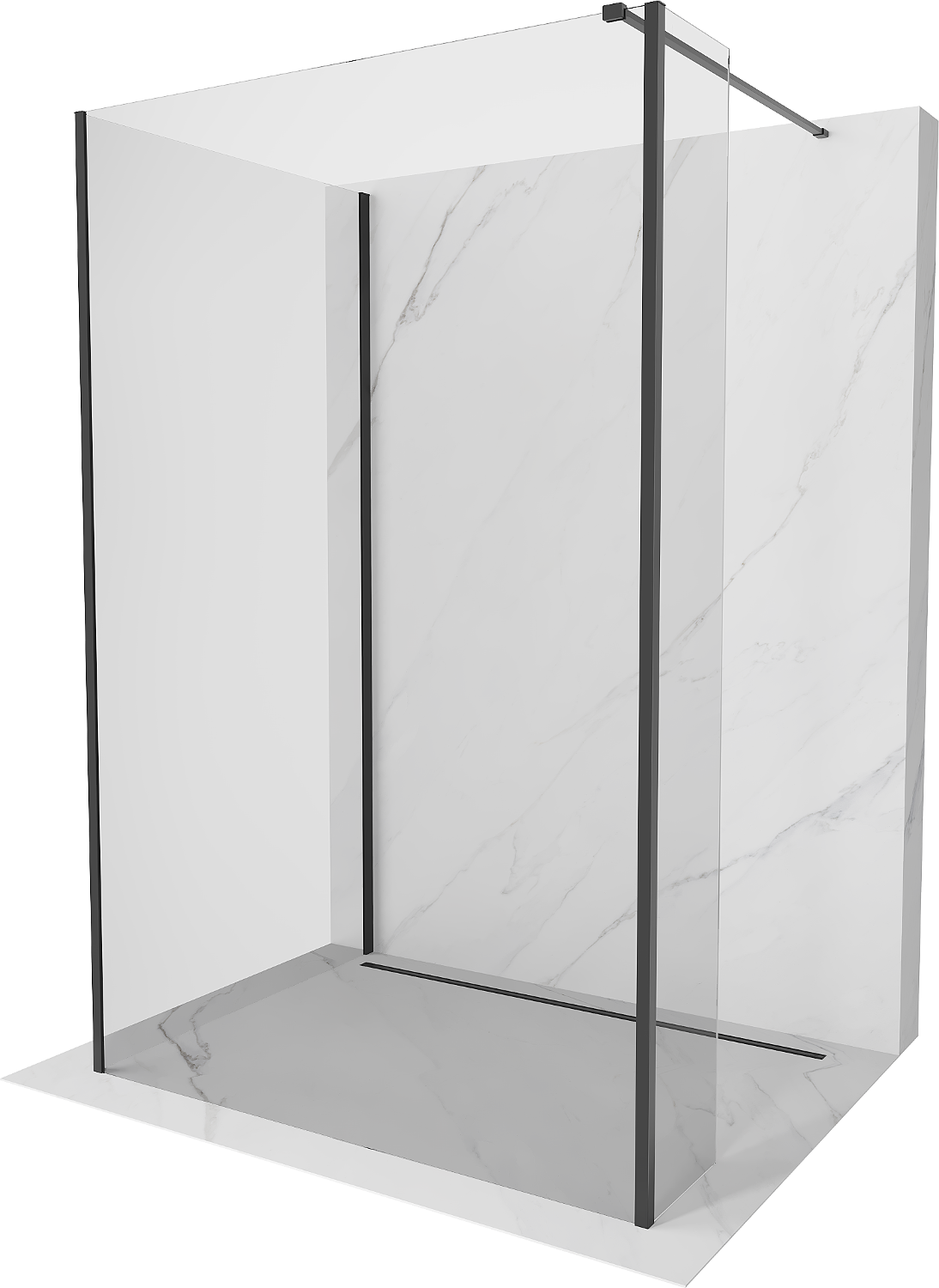 Mexen Kioto Walk-in Shower Wall 120 x 90 x 30 cm, transparent, black - 800-120-090-221-70-00-030