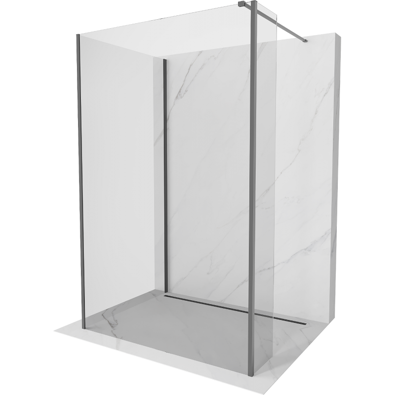Mexen Kioto shower wall Walk-in 120 x 80 x 30 cm, transparent, gun metal - 800-120-080-221-95-00-030