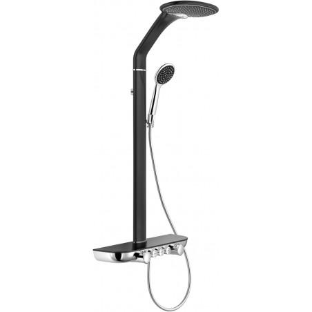 Mexen Bolt surface-mounted shower set with rain shower and faucet, black/chrome - 78108-71