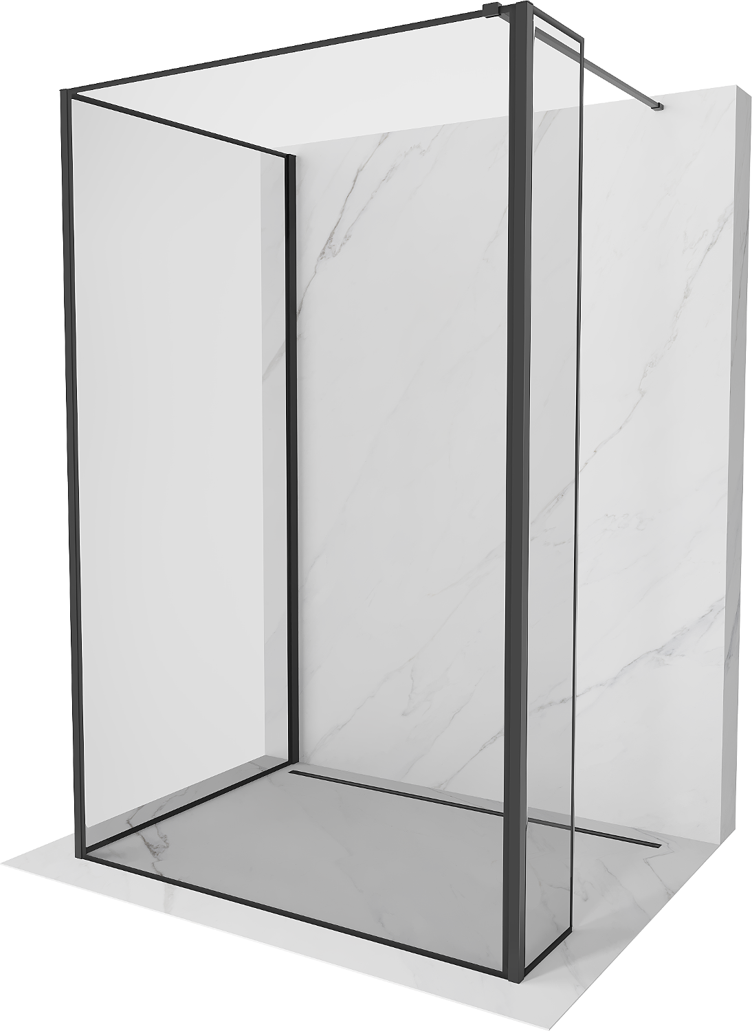 Mexen Kioto Walk-in Shower Wall 110 x 70 x 30 cm, black pattern, black - 800-110-070-221-70-70-030
