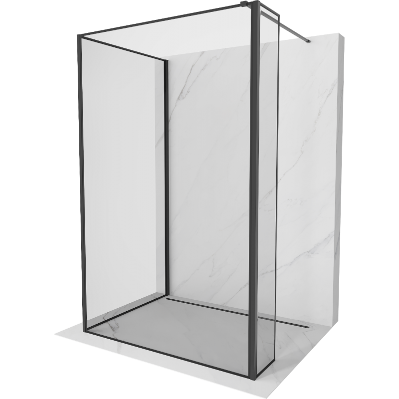 Mexen Kioto Walk-in shower wall 110 x 110 x 30 cm, black frame, black - 800-110-110-221-70-70-030