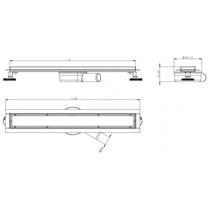 Mexen Flat 360° M33 Rotating Linear Drain 70 cm, Inox - 1033070-40