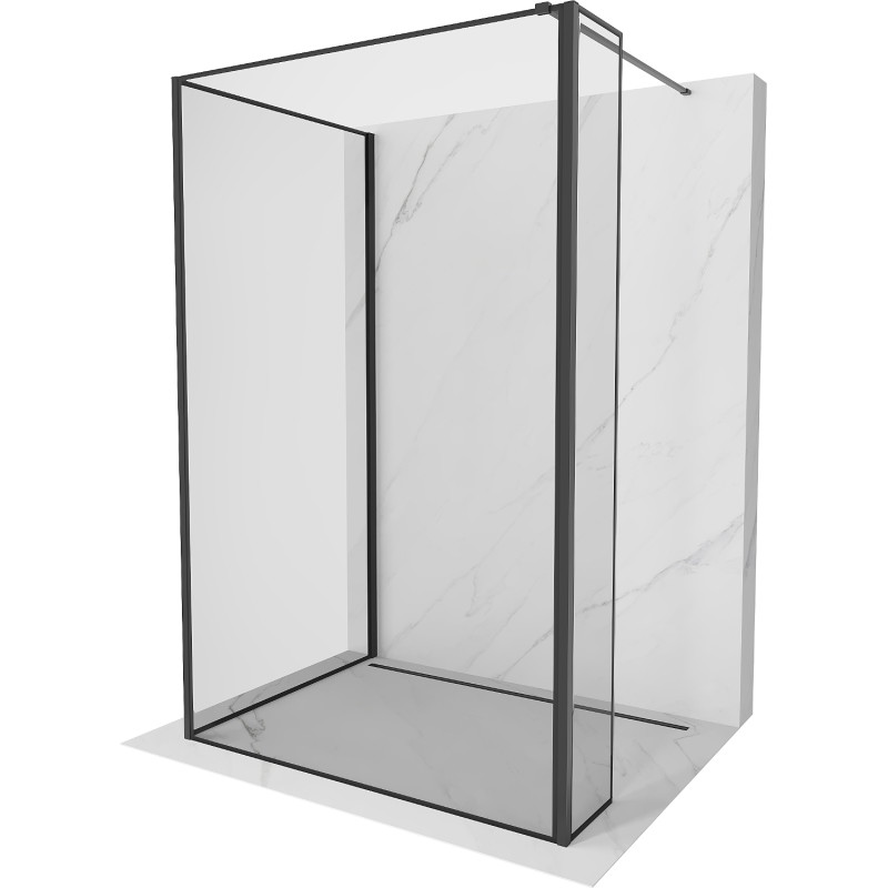 Mexen Kioto Walk-in Shower Wall 120 x 80 x 40 cm, Black Frame, Black - 800-120-080-221-70-70-040