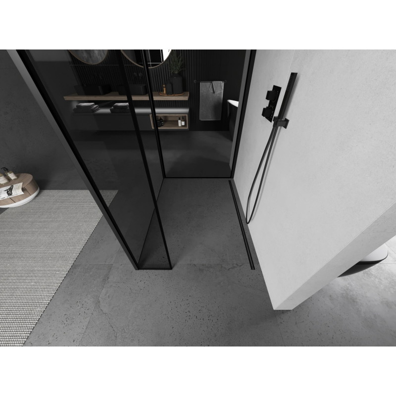 Mexen Kioto Walk-in Shower Wall 120 x 80 x 40 cm, Black Frame, Black - 800-120-080-221-70-70-040