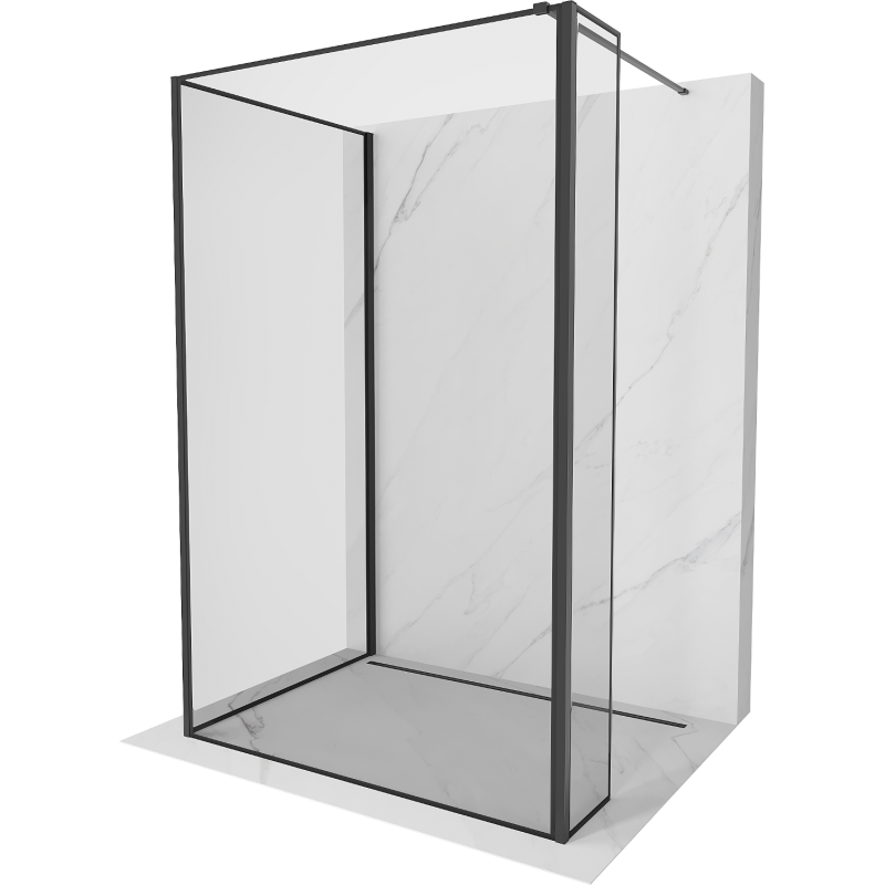 Mexen Kioto Walk-in Shower Wall 130 x 100 x 40 cm, black pattern, black - 800-130-100-221-70-70-040