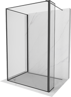 Mexen Kioto Walk-in Shower Wall 110 x 110 x 40 cm, Black Frame, Black - 800-110-110-221-70-70-040