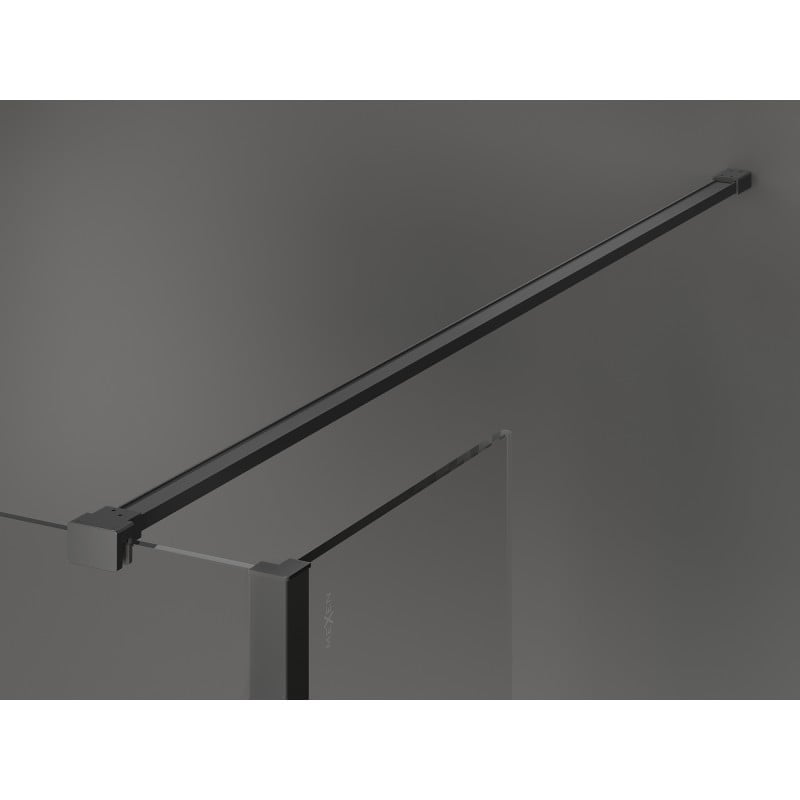 Mexen Kioto shower wall Walk-in 140 x 90 x 30 cm, black frame, gun metal - 800-140-090-221-95-70-030