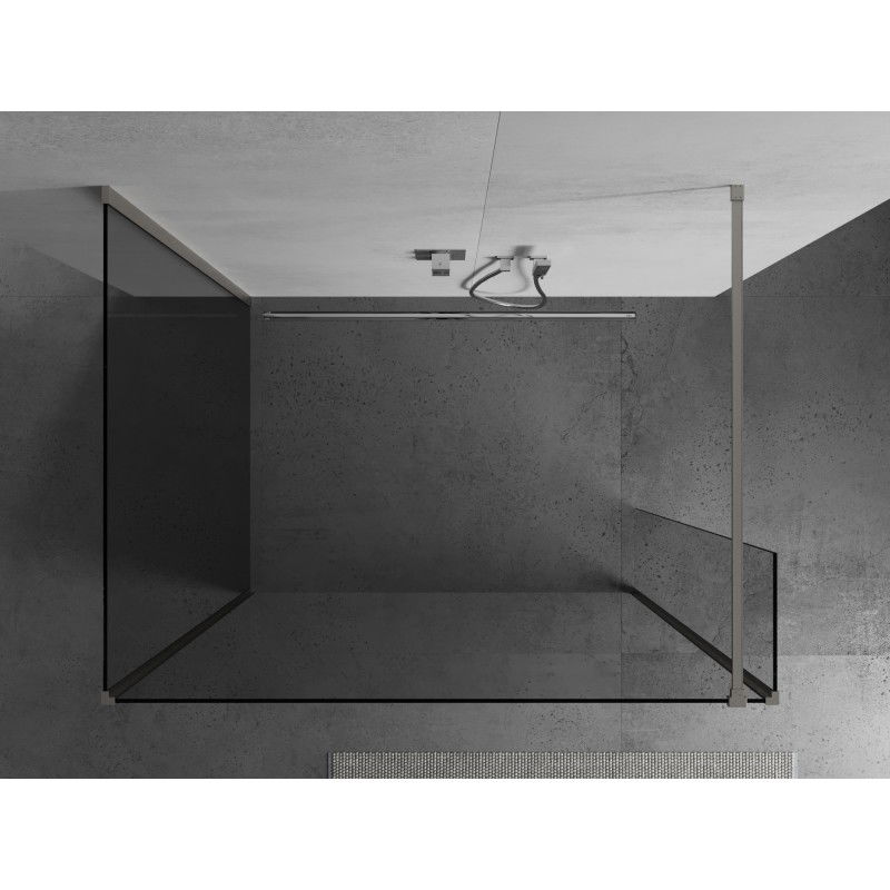 Mexen Kioto Walk-in Shower Wall 90 x 70 x 30 cm, transparent, brushed nickel - 800-090-070-221-97-00-030