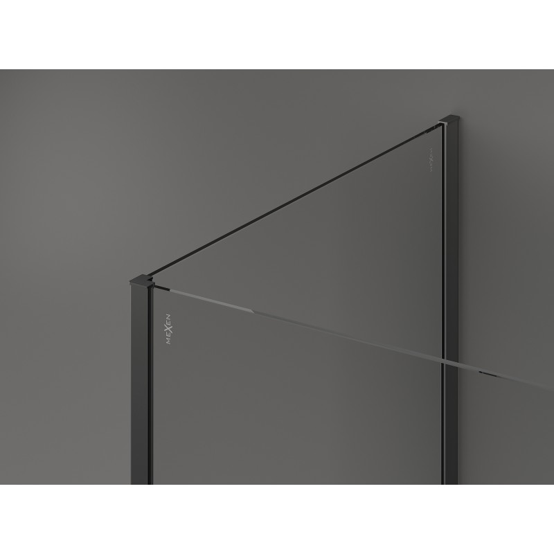 Mexen Kioto Walk-in Shower Wall 100 x 70 x 40 cm, Black Frame, Gun Metal - 800-100-070-221-95-70-040