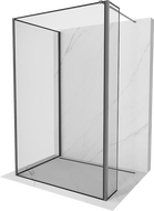 Mexen Kioto Walk-in Shower Wall 140 x 80 x 40 cm, black frame, gun metal - 800-140-080-221-95-70-040