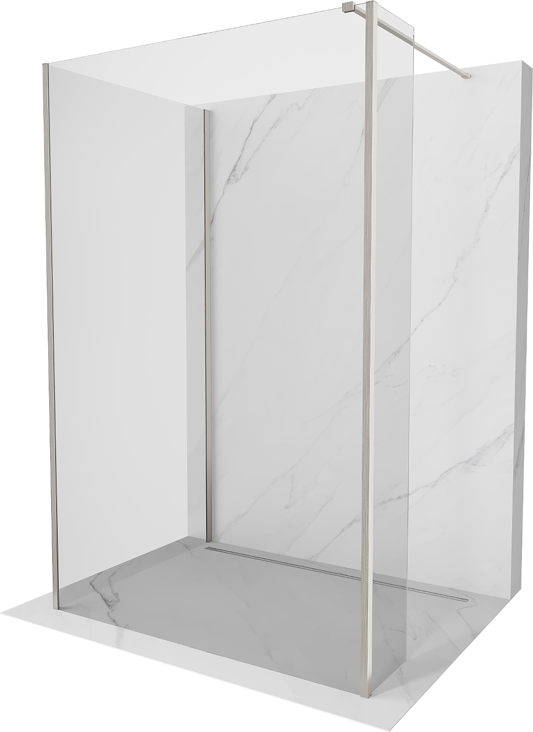 Mexen Kioto Walk-in Shower Panel 130 x 85 x 30 cm, Transparent, Brushed Nickel - 800-130-085-221-97-00-030
