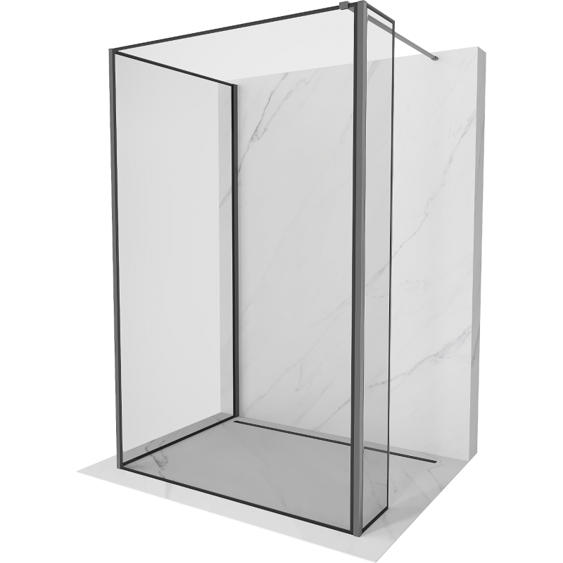 Mexen Kioto Shower Wall Walk-in 140 x 120 x 40 cm, Black Frame, Gun Metal - 800-140-120-221-95-70-040
