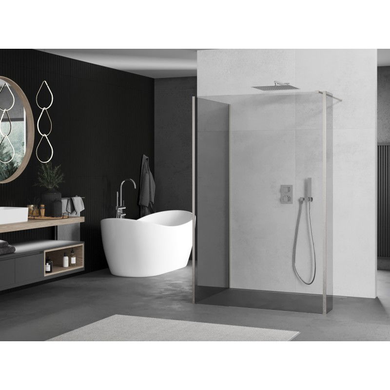 Mexen Kioto Walk-in Shower Wall 125 x 95 x 30 cm, Transparent, Brushed Nickel - 800-125-095-221-97-00-030