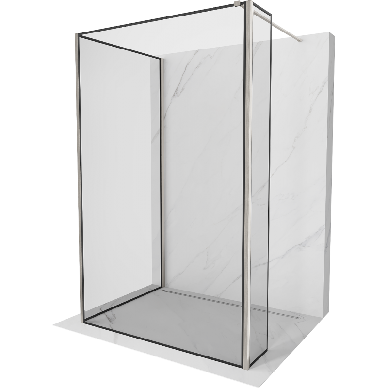 Mexen Kioto shower wall Walk-in 120 x 70 x 30 cm, black frame, brushed nickel - 800-120-070-221-97-70-030