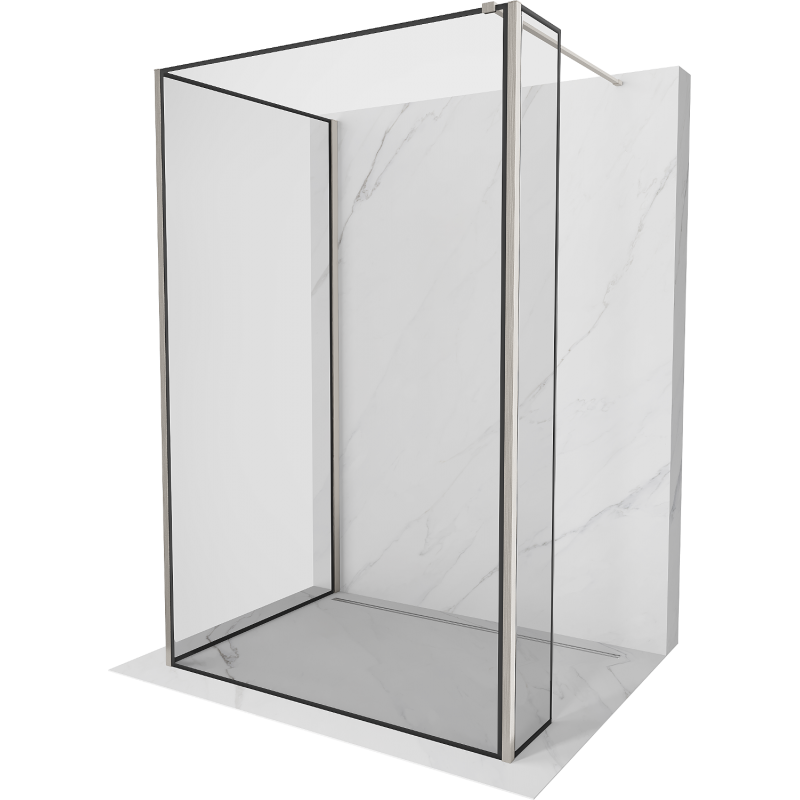 Mexen Kioto Walk-in Shower Wall 110 x 80 x 30 cm, Black Frame, Brushed Nickel - 800-110-080-221-97-70-030