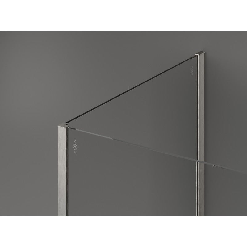 Mexen Kioto Walk-In Shower Wall 135 x 100 x 30 cm, Transparent, Brushed Nickel - 800-135-100-221-97-00-030