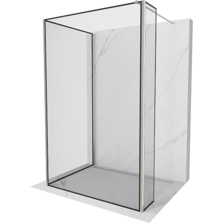 Mexen Kioto Walk-in Shower Wall 120 x 80 x 30 cm, Black Frame, Brushed Nickel - 800-120-080-221-97-70-030