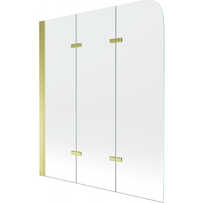 Mexen Felix 3-wing bathtub screen 120 x 140 cm, Transparent, Gold - 890-120-003-50-00