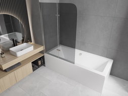 Mexen Felix 2-wing bathtub screen 80 x 140 cm, Graphite, Chrome - 890-080-002-01-40