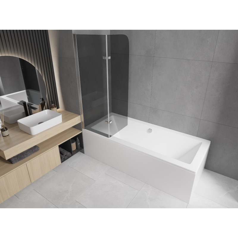 Mexen Felix 2-panel bathtub screen 80 x 140 cm, graphite, chrome - 890-080-002-01-40
