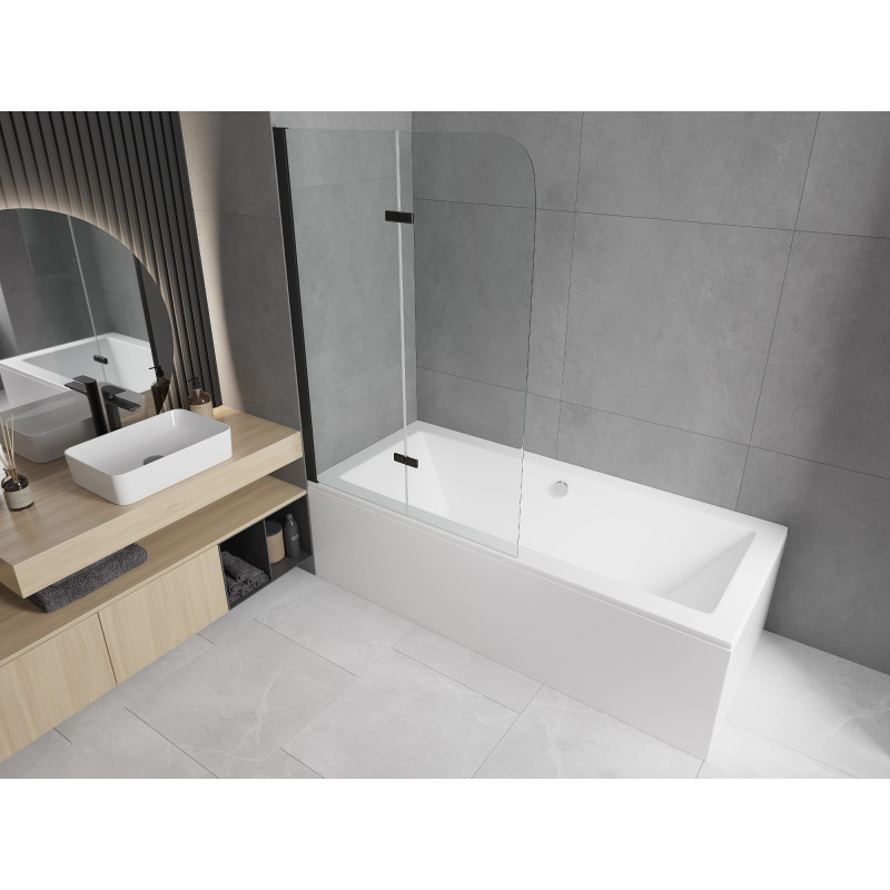Mexen Felix 2-panel bath screen 100 x 140 cm, transparent, black - 890-100-002-70-00
